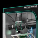 Kit de ventilação completo Mars Hydro de 4 polegadas, mostrando o exaustor, o filtro de carvão e os dutos flexíveis em PVC.