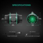 Kit de ventilação completo Mars Hydro de 6 polegadas, mostrando o exaustor, o filtro de carvão, os dutos flexíveis e o controlador digital.