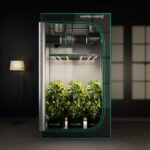 Kit de ventilação completo Mars Hydro de 6 polegadas, mostrando o exaustor, o filtro de carvão, os dutos flexíveis e o controlador digital.