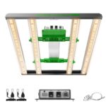 Kit de cultivo indoor com painel de LED Mars Hydro FC-E3000 e estufa de 100 x 100 x 180cm, mostrando a configuração de cultivo.