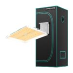 Kit de cultivo Mars Hydro com painel de LED TS1000 e estufa de 70x70x160cm, montados e prontos para uso.