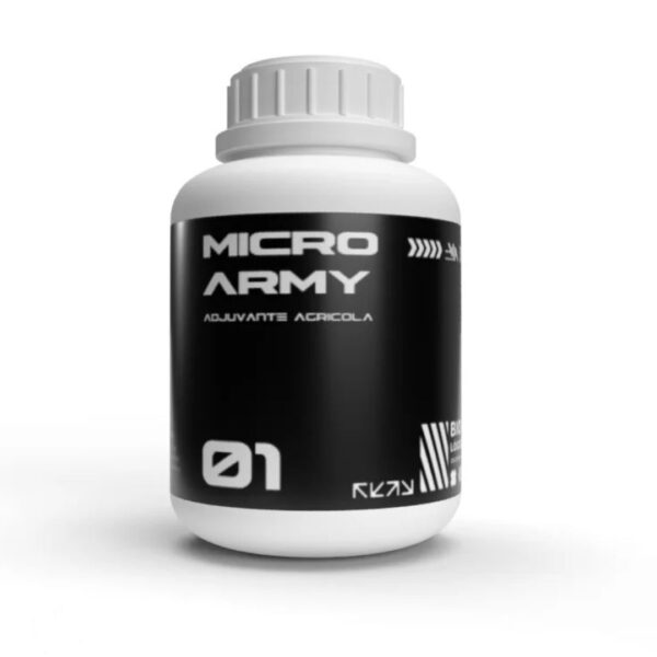 Embalagem de 250ml de Micro Army Beauveria bassiana Organo Lab, mostrando o produto com elementos que remetem ao controle de insetos e à proteção de plantas.