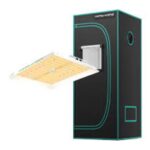 Painel de LED Mars Hydro TS1000, um painel de cultivo indoor com múltiplos LEDs e refletor, ideal para iniciantes e tendas de 80x80cm.