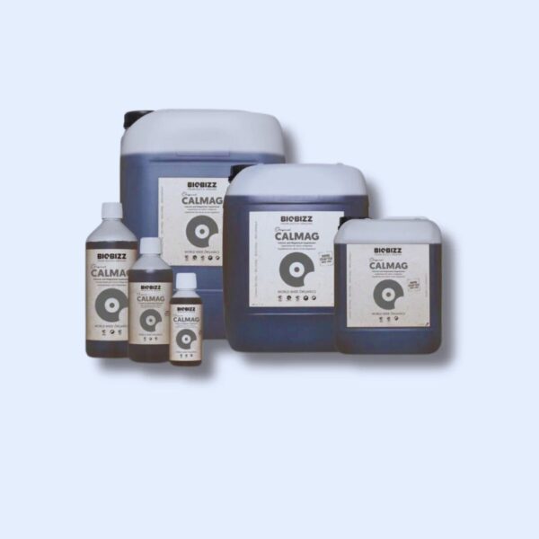 Frasco do Fertilizante CalMag Biobizz 100% biológico, em tamanhos 250ml, 500ml e 1L.