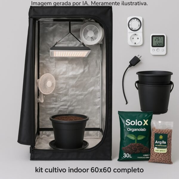 Kit Promocional 2 Plantas 60x60 - Cultivo Completo Indoor com LED Masterplants e Supersolo