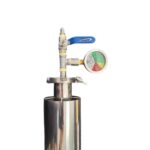 Extrator de coluna pressurizada em aço inox 304, capacidade 600g, com camisa externa dewax e conexões Tri-Clamp da marca Fresh Resin.