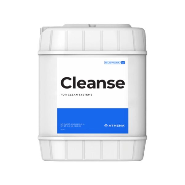 Galão branco de plástico fosco do produto Athena Cleanse com rótulo azul claro minimalista da linha Blended.