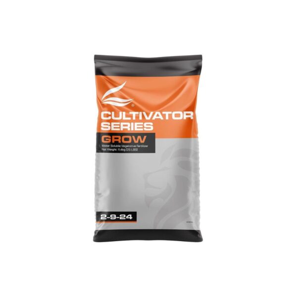 Saco do fertilizante em pó Cultivator Series Grow da Advanced Nutrients com foco no nome da linha.
